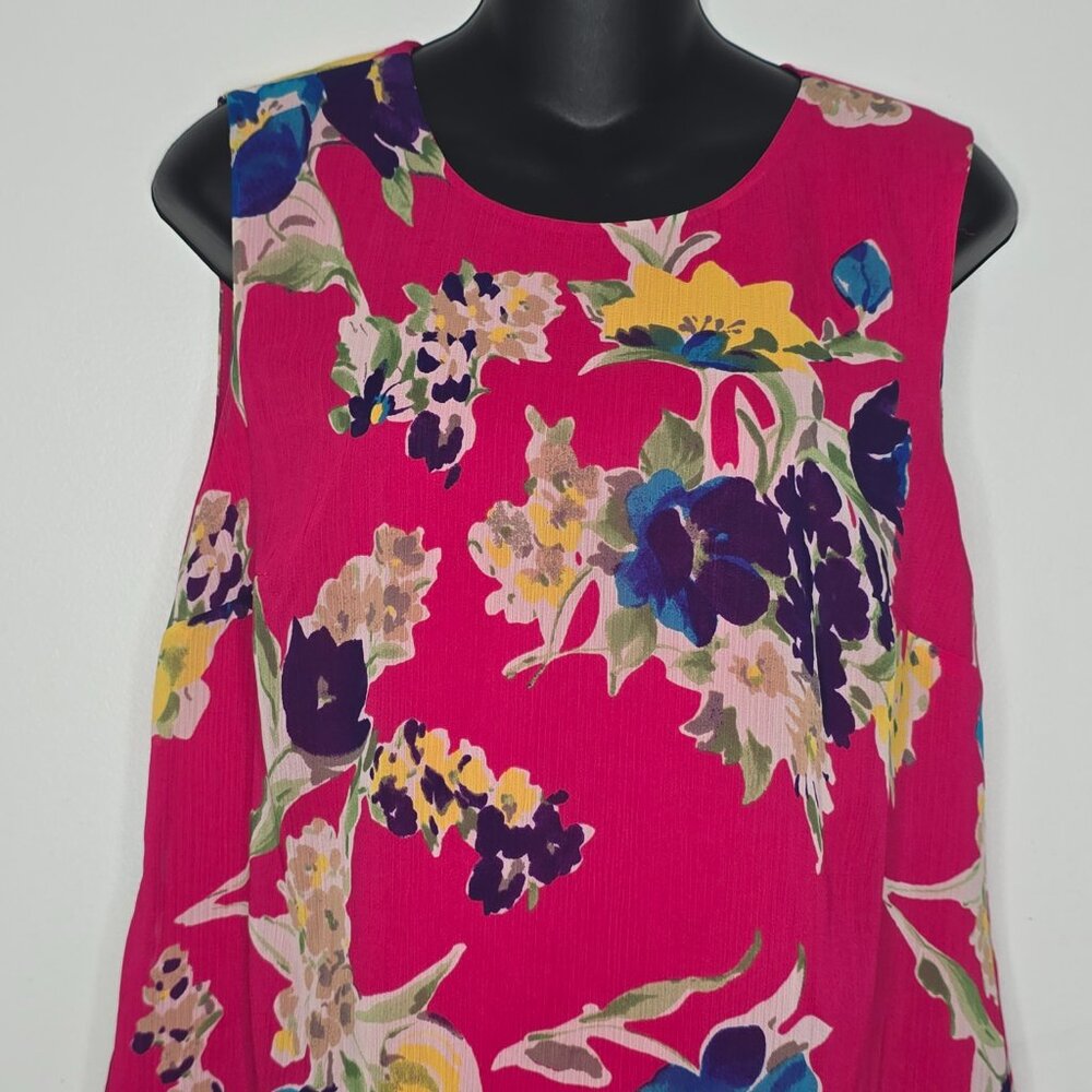 Lauren Ralph Lauren LRL‎ 8 Floral Pink Tiered Drop Waist Sleeveless Shift Dress - Picture 2 of 9